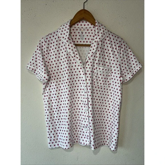 Roller Rabbit Women's Heart Shaped Pajama Top Size S Preppy Pima Cotton - Picture 1 of 9
